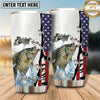 Maxcorners Fishing Tumbler White Patriotic Flag Stripe Design Personalized Name Tumbler (13 Species)