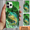 Maxcorners Fishing Green Honeycomb Splash Personalized Name Phone Case  (12 Fish Species)