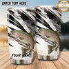Maxcorners Fishing Tumbler Black White Brush Stroke Design Personalized Name Tumbler (13 Species)