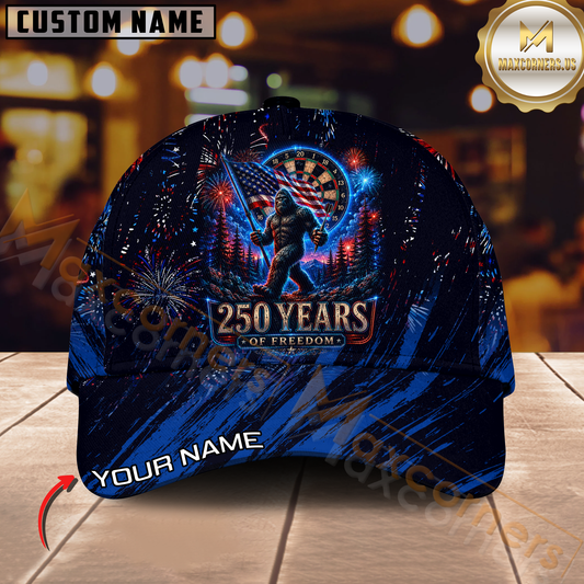 Maxcorners Bowling Bigfoot 250 Years Of Freedom Personalized Name 3D Cap