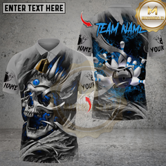 Maxcorners Bowling Skull Multicolor Customized Name, Team Name 3D Shirts