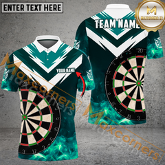 Maxcorners Darts Fire Thunder Smoke Pattern Multicolor Option Customized Name, Team Name 3D Polo Shirt