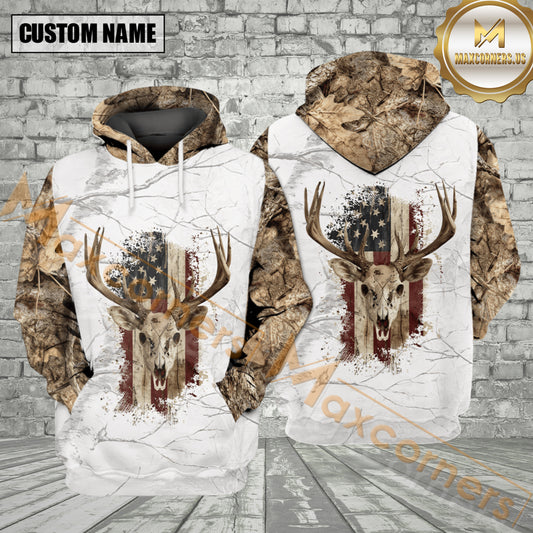 Maxcorners Deer Hunting Freedom Skull All Over Print Shirt Best Gift For Hunter