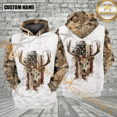 Maxcorners Deer Hunting Freedom Skull All Over Print Shirt Best Gift For Hunter