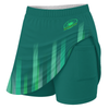 Maxcorners Personalized Green Stripes Lights Trouser Skirts With Shorts Underneath, Bowling Skorts With Pockets