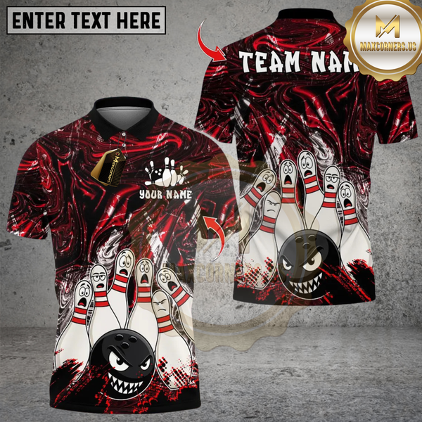 Maxcorners Bowling Angry Pins Multioptions Personalized Name, Team Name Unisex 3D Shirts