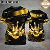 Maxcorners Golden Bowling Jersey Multicolor Option Customized Name, Team Name 3D Polo Shirt