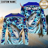 Maxcorners Fishing Blue Fiction Sea Custom Name & Team Name 3D Shirts
