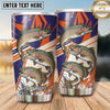 Maxcorners Fishing Tumbler Retro Orange Navy Stripe Design Personalized Name Tumbler (13 Species)