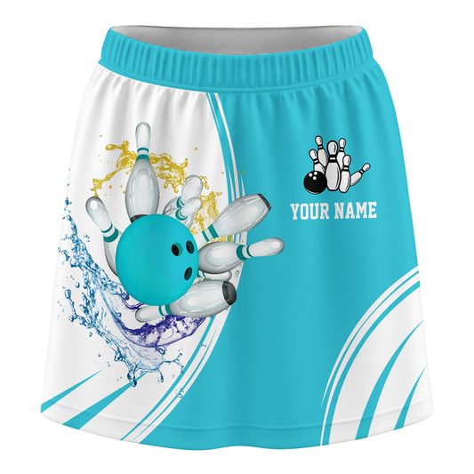 Maxcorners Personalized Bowling Trouser Skirts With Shorts Underneath, Bowling Skorts Multicolor With Pockets For Bowler, Bowling Teams