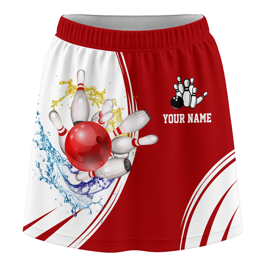 Maxcorners Personalized Bowling Trouser Skirts With Shorts Underneath, Bowling Skorts Multicolor With Pockets For Bowler, Bowling Teams