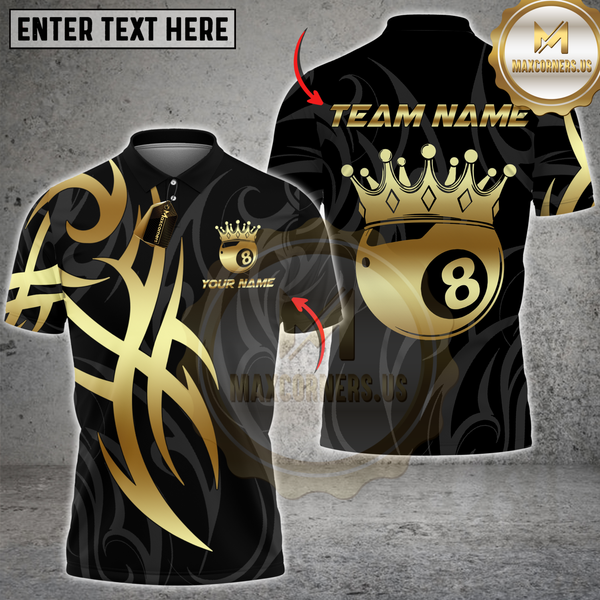 Maxcorners Billiards Crown 8 Ball Flame Multicolor Customized Name, Team Name 3D Shirt