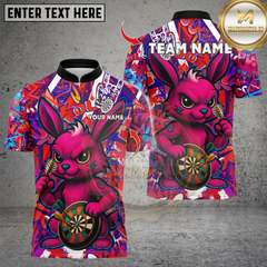 Maxcorners Darts Cool Bunny With Dartboard Multicolor Customized Name, Team Name 3D Shirts