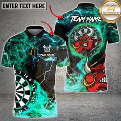 Maxcorners Bullseye Flame Darts Jersey Multicolor Option Customized Name, Team Name 3D Polo Shirt