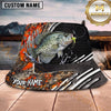 Maxcorners Fishing Green Flame Camo Fishing Scene Personalized Name 3D Bucket Hat (13 Fish Species)