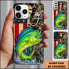 Maxcorners Rustic American Flag Woodland Personalized Name Phone Case (13 Fish Species)