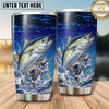 Maxcorners Fishing Tumbler Electric Blue Wave Grid Design Personalized Name Tumbler (13 Species)