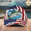 Maxcorners Fishing Patriotic Ripped Ocean Personalized Name 3D Cap (12 Fish Species)