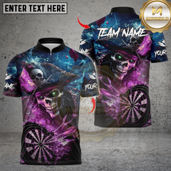 Maxcorners Darts Pirate Captain Skeleton With Dartboard Multicolor Customized Name, Team Name 3D Shirts