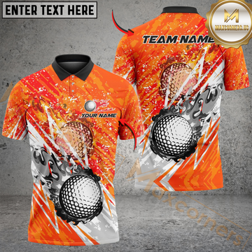 Maxcorners Golf Lightning Flame Design Personalized Name, Team Name 3D Shirt (4 Colors)