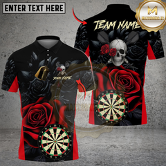 Maxcorners Darts Skull And Roses Multicolor Customized Name, Team Name 3D Shirts
