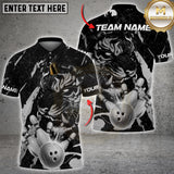 Maxcorners Bowling Shirt Tiger Golden Ball Striking Pins Multioptions Personalized Name, Team Name Unisex 3D Shirt (4 Colors)
