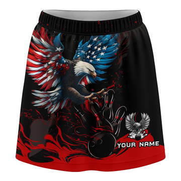 Maxcorners Customized Bowling Trouser Skirts With Shorts Underneath, Bowling Ball & Pins Almighty American Eagle Skorts With Pockets