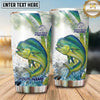 Maxcorners Fishing Tumbler White Blue Halftone Splash Design Personalized Name Tumbler (13 Species)