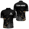 Maxcorners Custom 8 Ball Fire Black Grunge Billiard Shirts For Men, Billiard Team Shirts Pool Jerseys LM1605