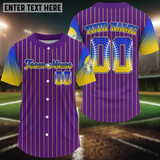 Maxcorners Custom Purple Pinstripe Button Up Baseball Shirt For Men Classic Youth Baseball Jerseys LM1809