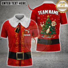 Maxcorners Christmas Tree Bowling Elf Multicolor Customized Name, Team Name 3D Shirt