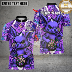 Maxcorners Darts Cool Bunny With Dartboard Multicolor Customized Name, Team Name 3D Shirts