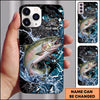 Maxcorners Black Teal Grunge Splash Personalized Name Phone Case (13 Fish Species)