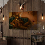 Maxcorners Deer Boxer with Red Gloves in Boxing Ring Wrapped Canvas