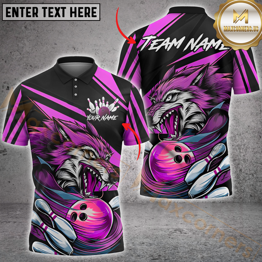 Maxcorners Bowling Wolf Vintage Multicolor Options Personalized Name, Team Name 3D Shirt