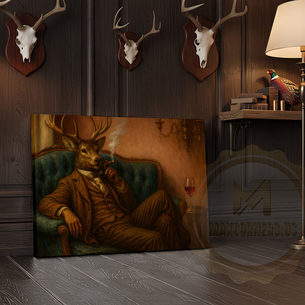 Maxcorners Deer Boxer with Red Gloves in Boxing Ring Wrapped Canvas