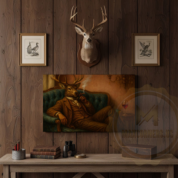 Maxcorners Deer Boxer with Red Gloves in Boxing Ring Wrapped Canvas