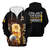 Maxcorners Swing Swear Drink Repeat Funny Golf Polo Shirt, Mens Golf Gift, Golf Lover Gift