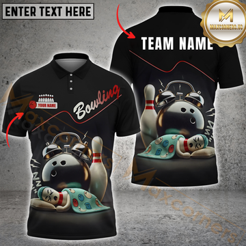 Maxcorners Bowling Ball Alarm Clock Multicolor Personalized 3D Shirt, Sleeping Pin & Wake-Up Ball Shirts