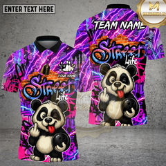 Maxcorners Street Life Panda Bowling Neon Flash Multioptions Personalized Name, Team Name Unisex 3D Shirt (4 Colors)