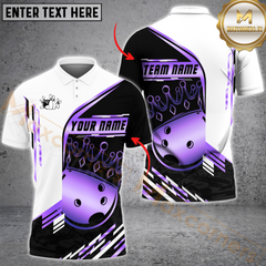 Maxcorners Bowling Champion Golden Multicolor Customized Name, Team Name 3D Polo Shirt