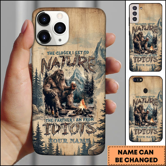 Maxcorners Artist Hunting - Closer To Nature Bigfoot Beer Wood Personalized Name Phone Case
