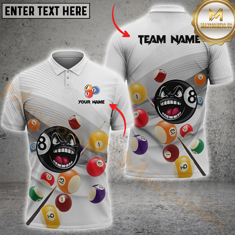 Maxcorners Billiard 8-Ball Pool Funny Personalized Name, Team Name 3D Shirt