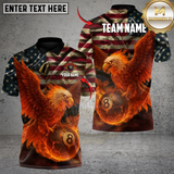 Maxcorners Fire American Eagle 8-Ball Billiards Personalized Name 3D Unisex Shirt