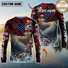 Maxcorners Fishing American Flag Grunge Red Scratch Custom Name & Team Name 3D Shirts