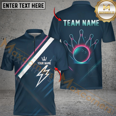 Maxcorners Bowling Neon Lightning Neon Personalized Name, Team Name Unisex 3D Shirts