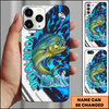 Maxcorners Fishing White Scale Water Splash Multicolor Options Personalized Name Phone Case (12 Fish Species)