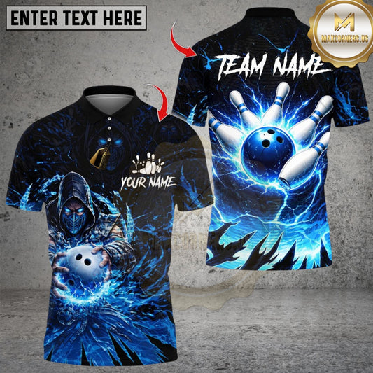 Maxcorners Bowling Assassin With Thunder Lightning Multicolor Customized Name, Team Name 3D Shirts