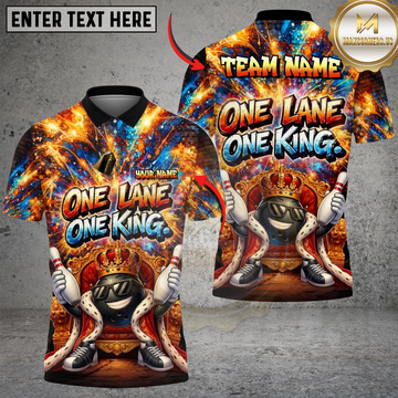 Maxcorners Bowling And Pins Funny Character One Lane One King Customized Name, Team Name 3D Shirt