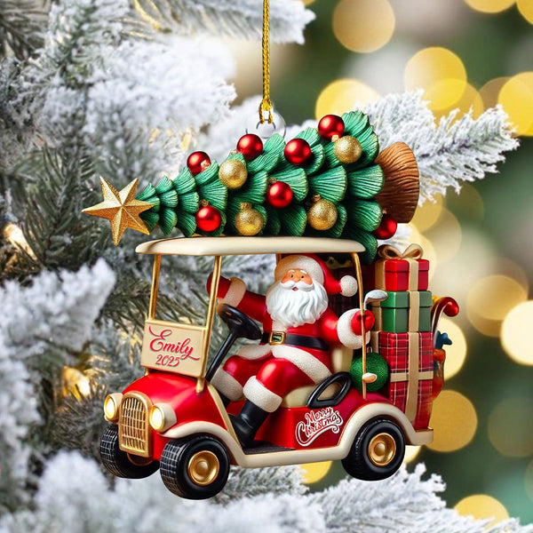 Maxcorners Santa Claus Golf Cart Xmas Decorations, Golf Christmas Ornament, Golf Gift Idea, Christmas Golf Gift